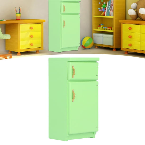 Réfrigérateur Miniature 1:12 Pour Maison De Poupée – Blanc, Bois, Jouet Déco Cuisine, Accessoire Collection