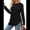 thumbnail image 1 of Camisas de Larga para Mujer, Blusas Tipo Túnica para Mujer, Suéteres Básicos Holgados y Elegantes con Cuello Redondo para Mujer. Negro M, 1 of 7
