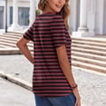 thumbnail image 3 of Plebaso T-Shirts à Rayures Col en V pour Femmes Manches Courtes Été Décontracté Blouses Amples pour Femmes, 3 of 7