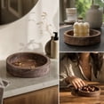 thumbnail image 4 of Round Distressed Wood Candle Tray, Rustic Farmhouse Decor for Coffee Table, Bathroom Vanity & Home Centerpieces, Candle Holder Tray Home Decor - 6 Inch, 4 of 6