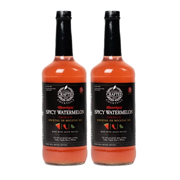 Crafted Cocktails Spicy Watermelon Mix, 32 fl oz, 2 Pack | Made with Watermelon, JalapeƱo, Lime, Mint & Agave | 70 Calories per Serving | Cocktail Mixer
