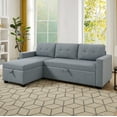 thumbnail image 4 of 4-in-1 Convertible L Shaped Sleeper Sofa with Pull Out Bed and Storage Chaise, Linen Sectional Corner Couch with Removable Back Cushions for Living Room, Apartment, Bedroom,Office,Light Grey, 4 of 7