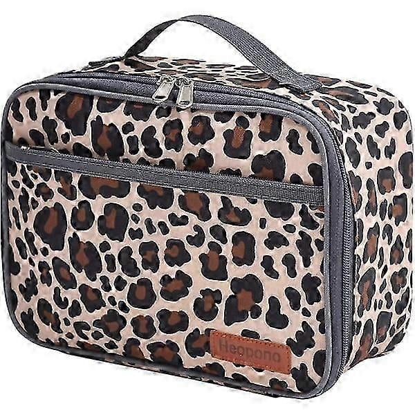 Kids Lunch Box, Insulated Reusable Lunch Bag, Thermos Food Bag with Waterproof Lining, Lunch Box for School, Work, Picnic (Leopard)