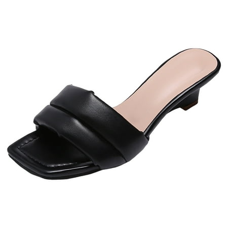 

ILJNDTGBE Wedge Sandals for Women Ladies Platform Sandals Ladies Summer Simple Solid Colour Shiny Square Head Open Toe On