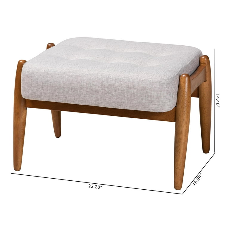 Baxton Studio Jeanine Japandi Greyish Beige Fabric and Walnut