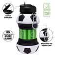 thumbnail image 6 of Collapsible Silicone Soccer Ball Water Bottle, 18 Oz BPA Free Leak Proof Sport Drink With Clip, Portable For Travel Gym Circle Water Bottle (Black, 18 Oz), 6 of 9