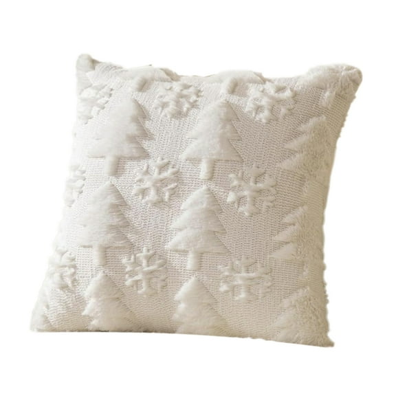 Btomtd 17.7x17.7 in Snowflake and Tree Throw Pillow Cover Decorative Pillowcase for Christmas Decor Cushion Cover Use in Couch Chair Sofa Living Room, White