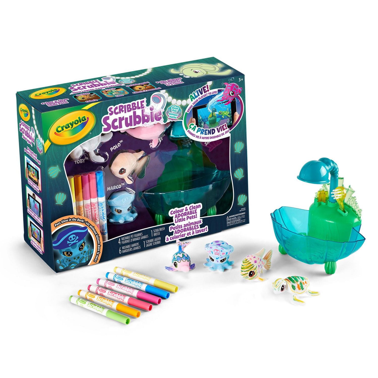 Ensemble Lagune luisante et animaux marins Sribble Scrubbie Crayola