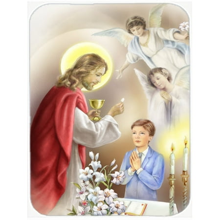 First Communion Glass - Caroline's Treasures First Communion Boy Glass Cutting Board Large