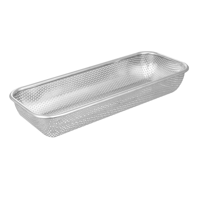 EeaseMX Cesta de drenaje de acero inoxidable, colador de arroz, cesta para frutas y verduras, cesta de drenaje multiusos para la cocina del hogar (plateada, tamaño S)