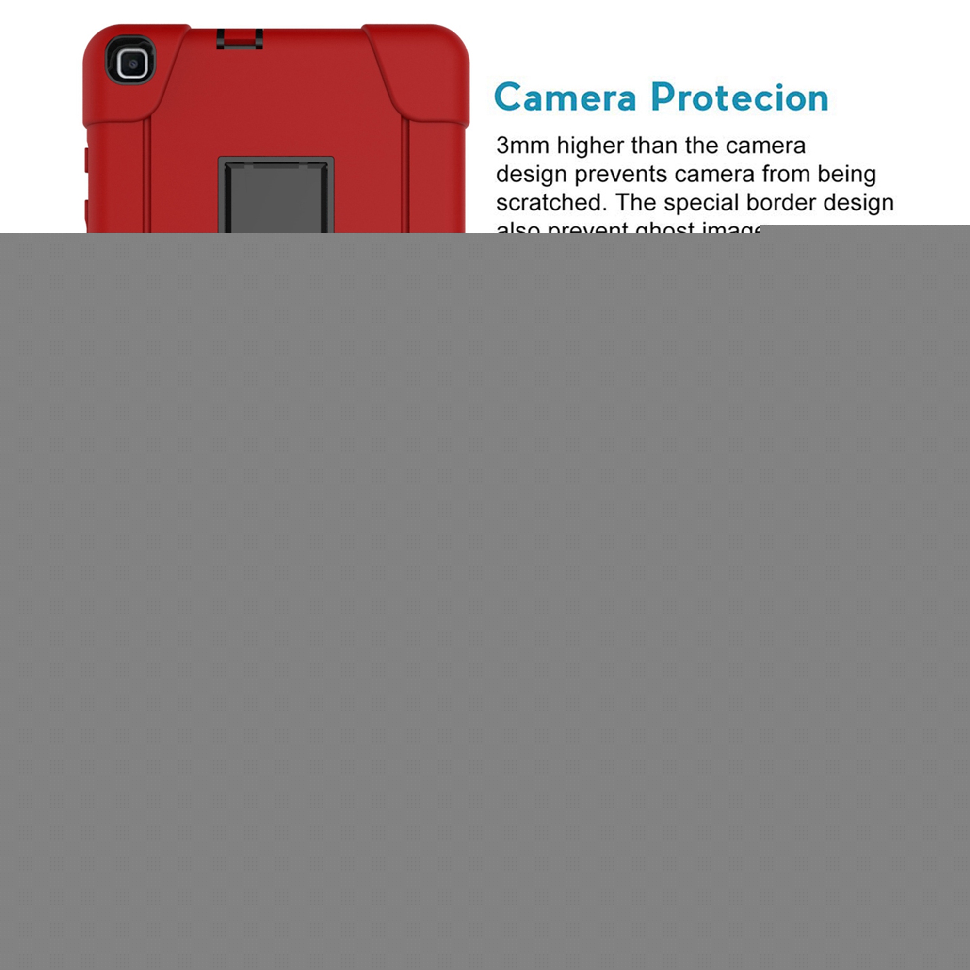 thumbnail image 3 of Dteck Case Compatible with Samsung Galaxy Tab A 8.0 inch 2019 Model SM-T290 T295 T297, Heavy Duty Shockproof Rugged Full Body Protection Case Kickstand Cover (no built-in screen protector), Red/Black, 3 of 8
