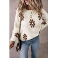 thumbnail image 5 of I AM A FASHION JUNKY White Colorblock Floral Pattern Round Neck Sweater, 5 of 8