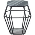 thumbnail image 6 of Coast to Coast Accents Modern Sleek Black Octagonal Accent Table 20 1/4" White Marble Tabletop for Living Room Bedroom Bedside, 6 of 7