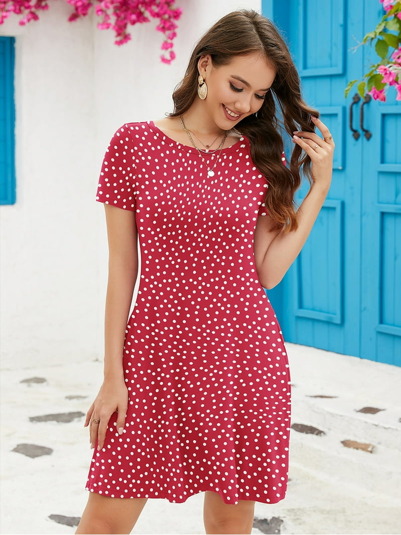short red flowy dress Cotton Mini T-Shirt - Casual Dresses on design youll love! Summer Stroll Flowy Shorts |