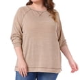 thumbnail image 2 of DARING DIVA Women's Plus Crew Neck Casual Pullover Knit Blouse Top 3X Light Brown, 2 of 6