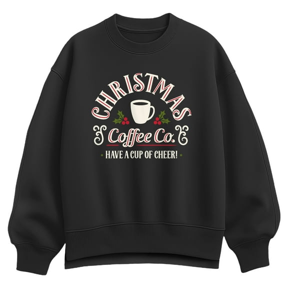 Instant Message - Christmas Coffee Co - Ladies Oversized Fleece Crew Sweatshirt