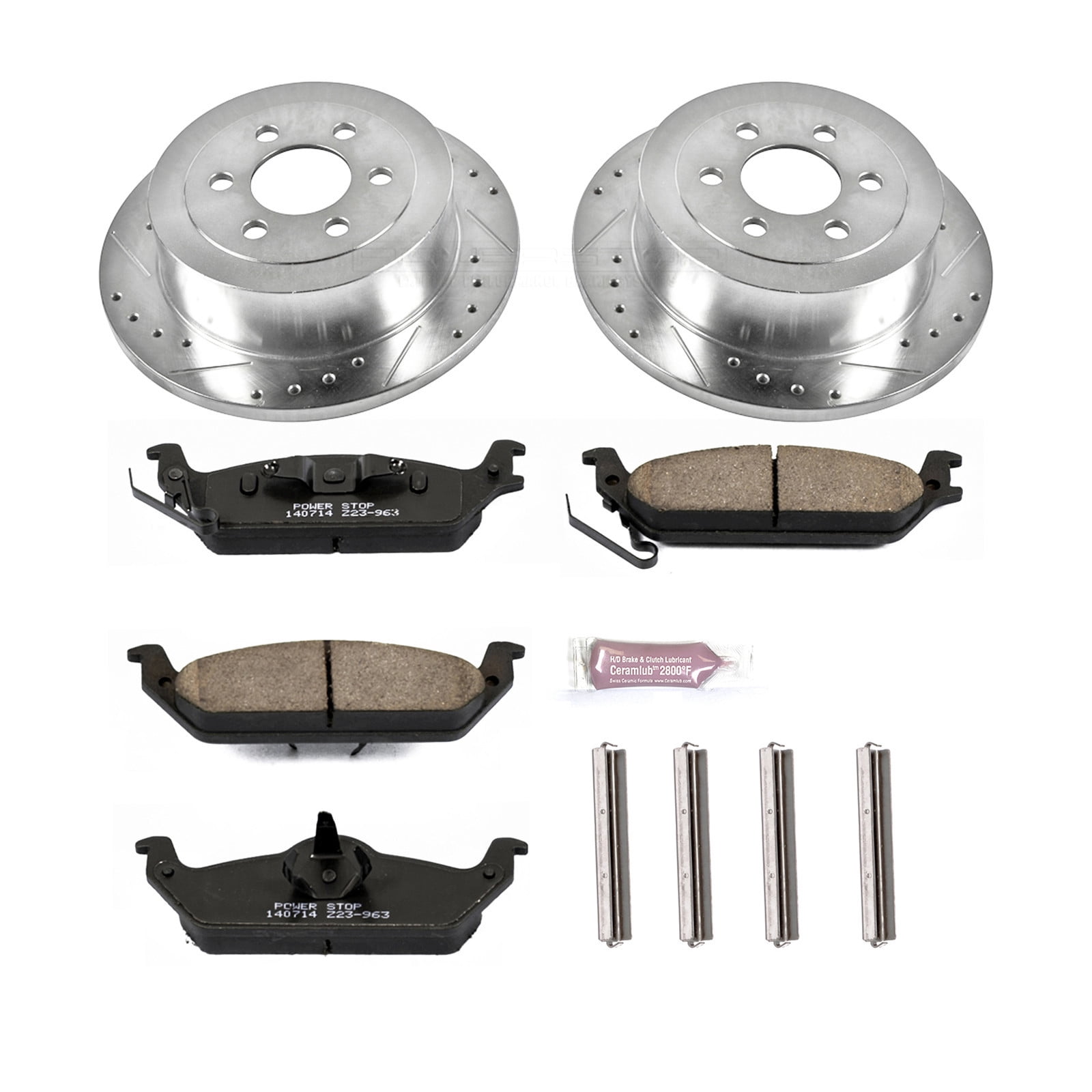 PowerStop Rear Z23 Evolution Sport Carbon-Fiber Ceramic Brake Pad and Drilled & Slotted Rotor Kit Fits: DODGE Select Models K2192