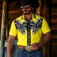 thumbnail image 2 of xfsWaSs Western Cowboy Shirts For Men Retro Printed Short Sleeve Shirt Comfortable Fit Casual Button Down Shirts Festival Party Formal Everyday Wear, 2 of 5