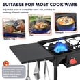 thumbnail image 2 of Frizi 2 Burner Gas Stove, Propane Outdoor Stove with Side Shelves, Auto Ignition Button, Removable Legs&Regulator, 150,000 BTU, 2 of 7