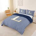 thumbnail image 3 of Erosebridal Kids Cartoon Monogrammed L Duvet Cover Set, Navy Stripes Ombre Bedding Full, 3 Pieces, No Comforter, 3 of 5