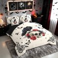 thumbnail image 2 of Erosebridal Raven Skull Queen Bedding, Romantic Rose Bedding Comforter Set Queen, White Beige, Black Reversible, 7pcs, 2 of 6
