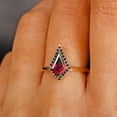 thumbnail image 2 of Kite Cut Garnet and Black Onyx Stackable Ring, 925 Starling Silver Ring, Janary Birthstone Wedding Ring, Art Deco Red Garnet Proposal Ring, Engagement Ring., 2 of 4