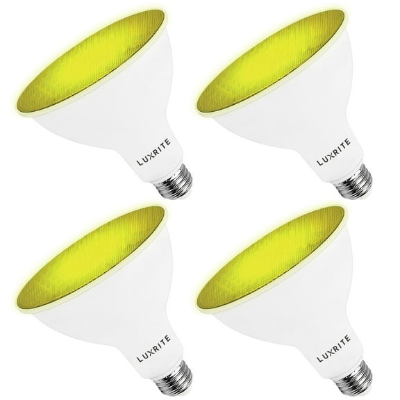 Luxrite LED PAR38 Flood Yellow Light Bulb, 8W=45W, Damp Rated, UL Listed, E26 Base, Indoor Outdoor, Decoration 3 Pack