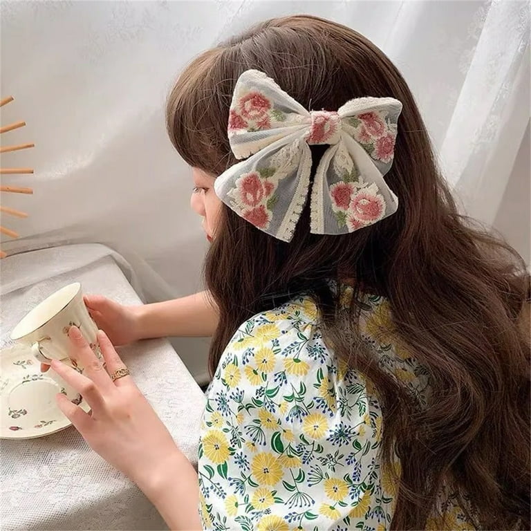 rygai 2Pcs Bow Hair Ribbons Soft Fabric Solid Color Long Tail Design  Adorable Non-Fading Dress-up Smooth Women Girls Hair Ribbon Bow Hair Ties  Decor