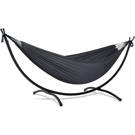 SUNCREAT Hammocks Standing Patio Hammock, Portable Hammock with Stand Foldable, Dark Gray