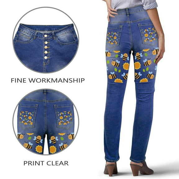 Ladies Printed Jeans – Bumble Women's Jeans (Back Printing) - S