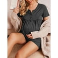 thumbnail image 2 of Avidlove Women Maternity Nursing Pajama Set Breastfeeding Sleepwear Set Double Layer Short Sleeve Top and Shorts Set Pregnancy Pjs Set, 2 of 6