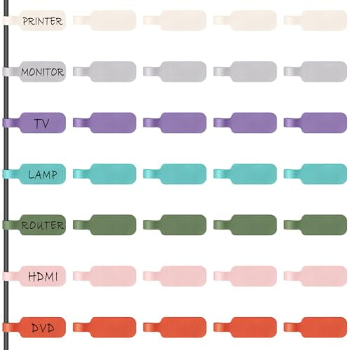 Cable Cord Labels Large Size,for Organizing Wires and Identification,Multicolored Handwriting Cable Tags,Reusable with Multiple Uses - 35 PCS