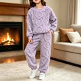 thumbnail image 2 of Girls' Clothing Sets 2 Piece Fuzzy Winter Warm Fleece Loose Flannel Cute Pullover Sweatshirt and Jogger Pant Pajamas Sweatsuit 5-14 Years, 2 of 6