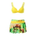 thumbnail image 4 of Women Swimsuits Woman Large Separate Dress Style Briefs Ruffle Printed Bikini Yellow Women's Swimwear L, 4 of 6