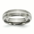 thumbnail image 1 of Titanium Ridged Edge Sterling Silver Inlay 6mm Brushed/Polished Band Ring 9 Size, 1 of 6