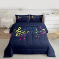 thumbnail image 2 of Homewish Music Theme Queen Comforter Set,Colorful Musical Meldoy Bedding Sets,Deep Blue Bedding Comforter Set For Kids,Super Cozy Room Decor Reversible,3-Piece, 2 of 8