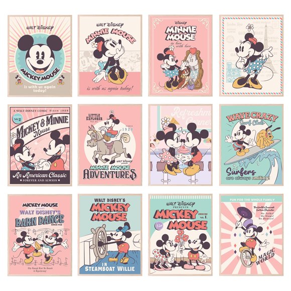 Decoración de pared con estampado de pelucas gigantes de Mickey y Minnie de Disney, juego de 12