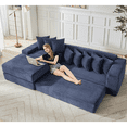 thumbnail image 3 of 110" L Shaped Modular Sectional Couch with Reversible Chaise, 3-in-1Memory Foam Boneless Couch for Living Room,Corduroy Folding Floor Cloud Couch Bed (Left Facing Sofa), 3 of 7
