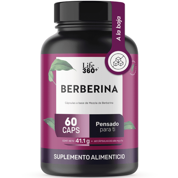LIFE 360+ Berberina |1000 mg | 60 Cápsulas con Extracto de Berberina HCL | Ingredientes de origen natural | Inulina de Agave | Suplemento Alimenticio | Sin Colorantes Artificiales