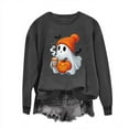 thumbnail image 2 of Womens Sweatshirts Halloween Printed Round Neck Long Sleeved Sweatshirts Dark Gray, 2 of 3