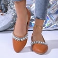 thumbnail image 2 of oqasdz Women Casual Shoes Rhinestone Pointed Flat Dressy Shoes Comfort Slip On Low Heel Party Evening Wedding Solid Color Ballet Shoes Outdoor Summer, 2 of 7