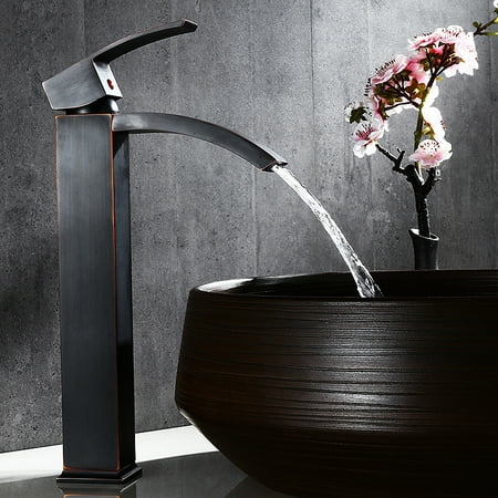 Homary Waterfall Spout One Hole Solid Brass Vessel Sink Faucet In