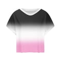 thumbnail image 4 of Hfnxid Womens Summer Top Loose Fit Cap Sleeve Workout Shirts Open Back Gradient Tops Casual Athletic Gym Running Tees Pink S, 4 of 6