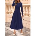 thumbnail image 2 of Vestido PRETTYGARDEN 2025 de punto, manga larga, midi, azul marino, talla XL, 2 of 8