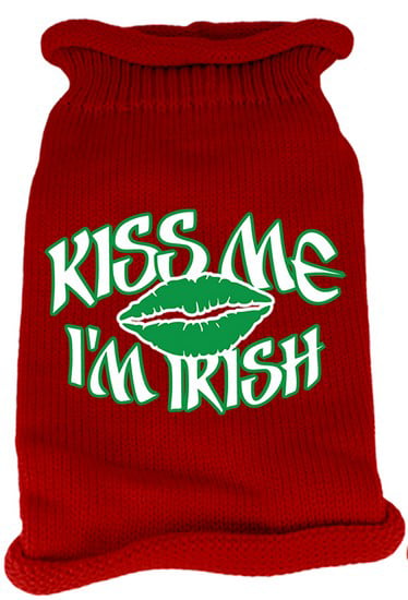 Mirage Pet Products Kiss Me Im Irish Screen Print Knit Pet Sweater 