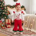 thumbnail image 3 of Cjfdfy Newborn Baby Girls Christmas Outfit My 1St Christmas Letter Print Romper With Plaid Pants Headband Three-piece Set Cute Christmas Fall Winter Clothes, 3 of 9