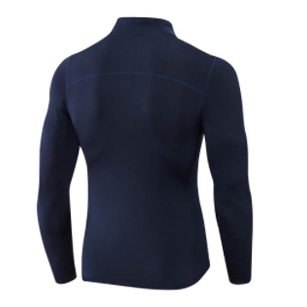 Minnieouse Ropa interior térmica para hombre, camisetas de invierno de cuello alto para hombre, cuello con cremallera, jersey para exteriores, Camisetas Azul oscuro