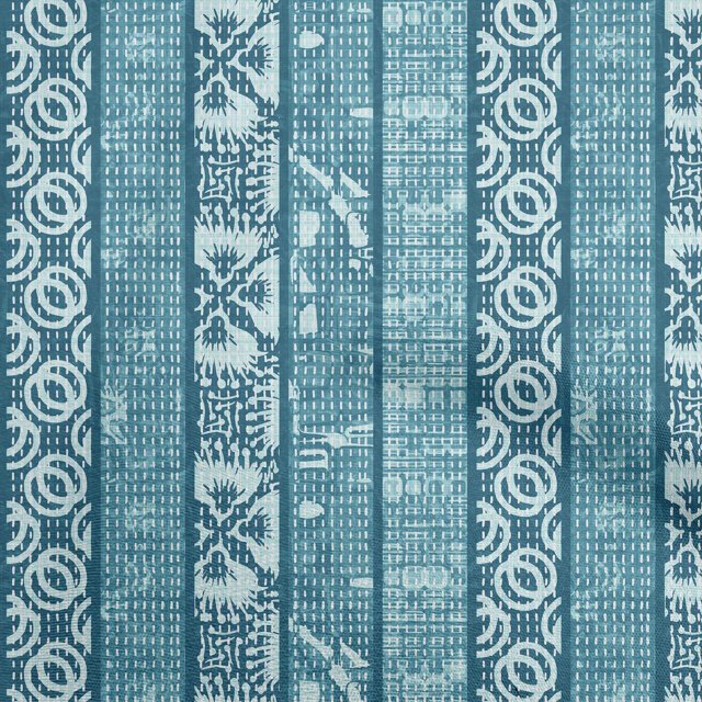 oneOone Velvet Teal Blue Fabric Block Print Fabric For Sewing Printed Craft Fabric By The Yard 58 Inch Wide