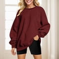 thumbnail image 2 of Rrunsv Sweatshirts for Women Crewneck Oversized Casual Long Sleeve Shirts Tunic Tops Wine,M, 2 of 4
