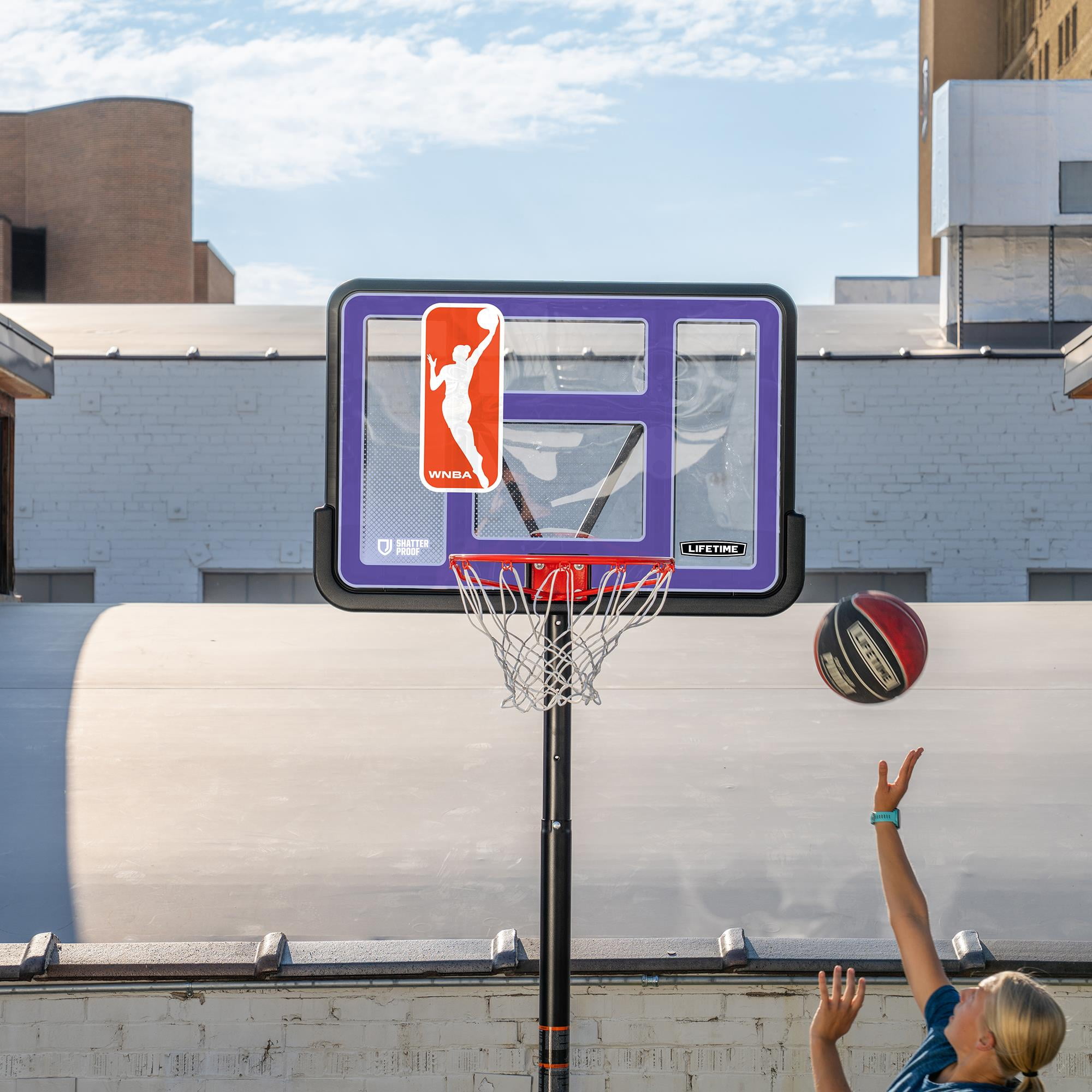 Lifetime All Teams WNBA League 7.5ft - 10ft Adjustable Height 44" Fusion Outdoor Portable Basketball Hoop